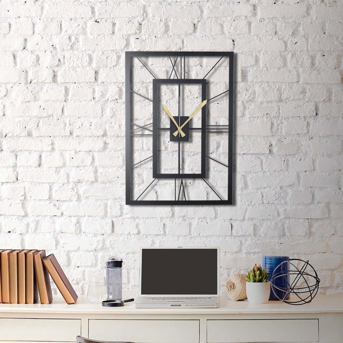 Wallity Reloj de Pared Decorativo de Metal November XL 70x49 cm Negro Elegante para Salón y Dormitorio